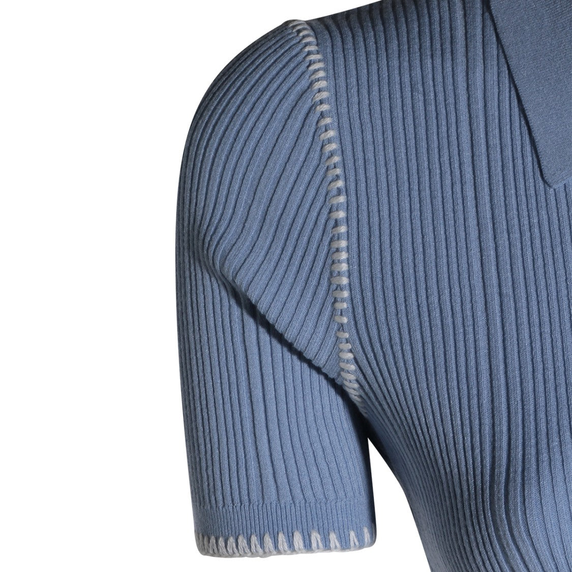 Rag & Bone Ribbed Knit Blue Sweater With Button-Down Front