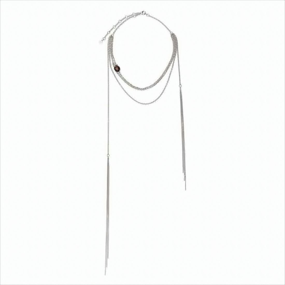 Courrèges Multi-Layered Silver Chain Necklace With Elegant Tassels
