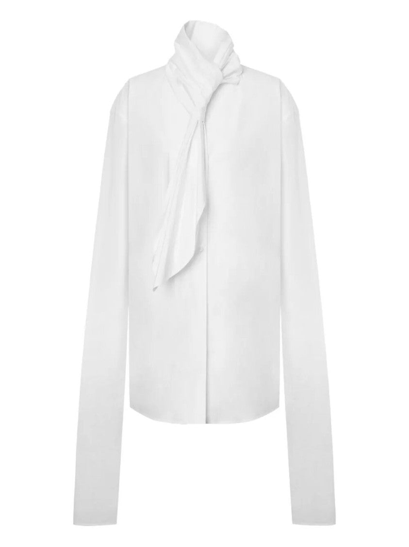 Alberta Ferretti Front Tie White Cotton Shirt