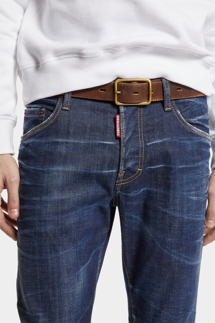 Dsquared2 Blue Slim Tapered Dark Wash Cotton-Blend Jeans