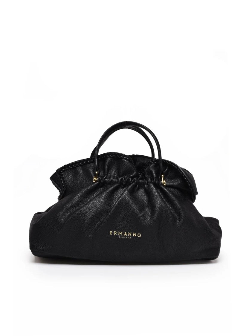 Ermanno Firenze Black Octavia Gathered Polyurethane Shoulder Bag