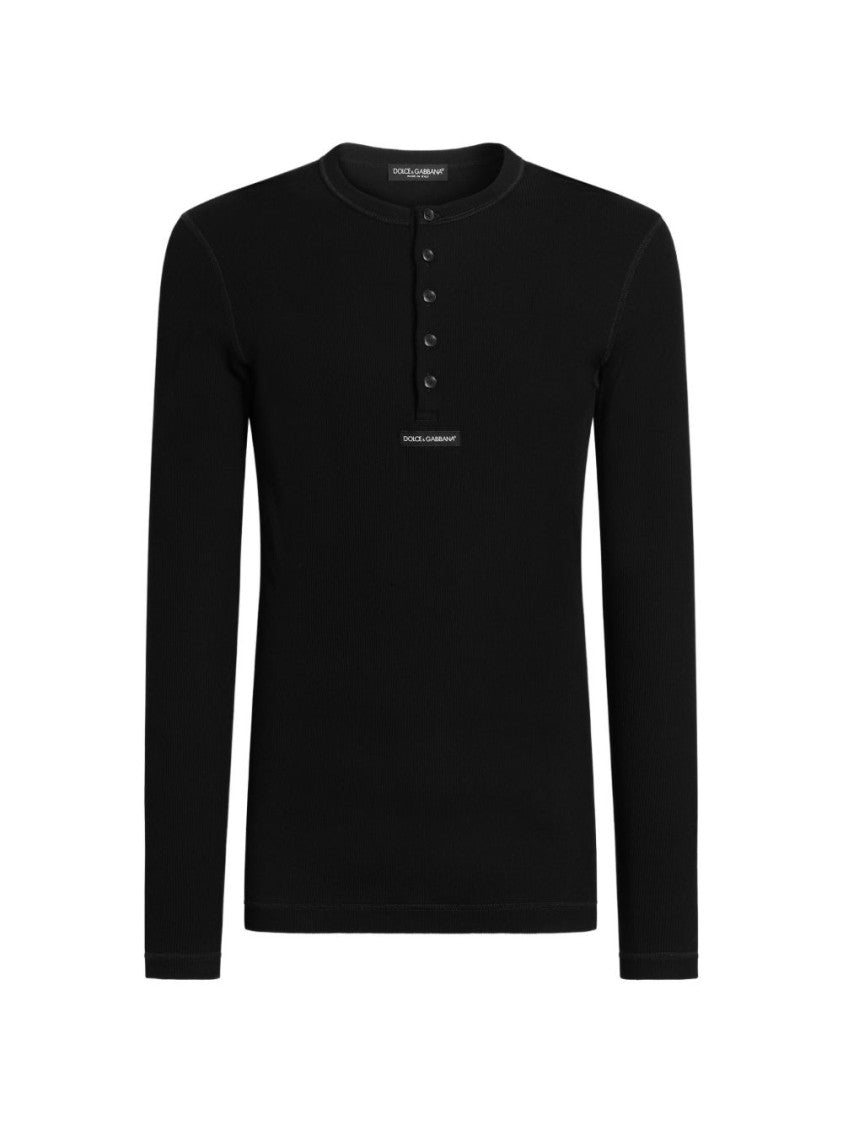 Dolce & Gabbana Grey Serafino Jersey Long-Sleeve T-Shirt
