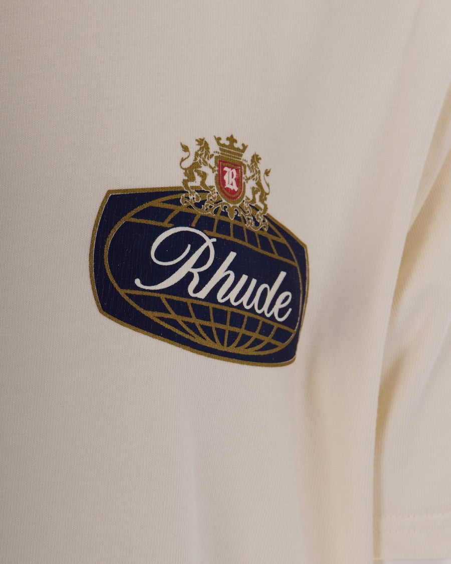 Rhude Washed Vintage White Safari Crest Cotton T-Shirt