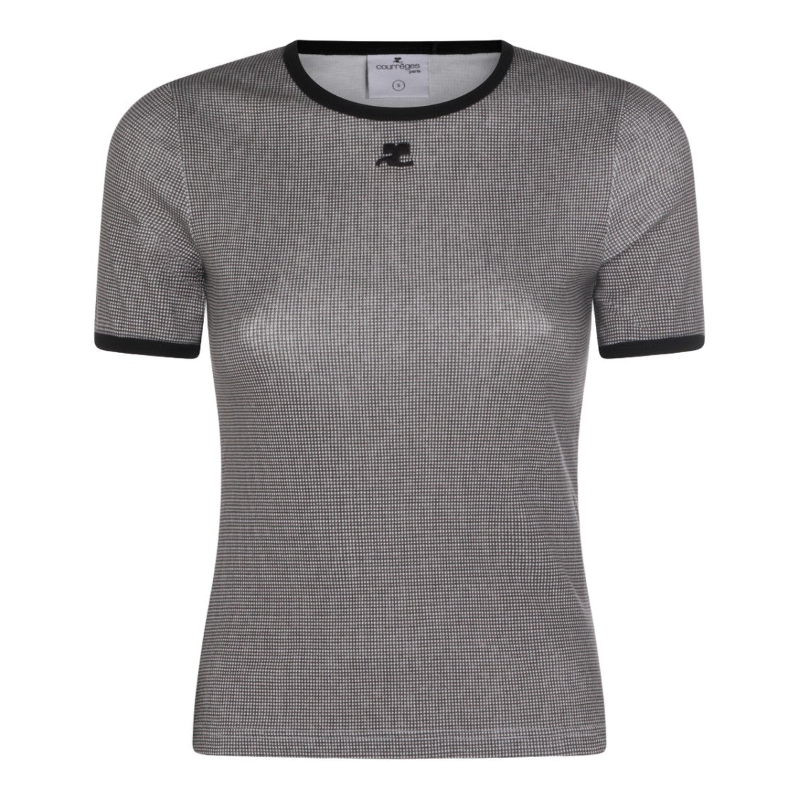 Courrèges Fitted Micro-Check Short-Sleeve Top