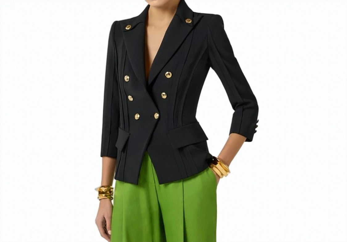 Elisabetta Franchi Stretch Crepe Peak Lapel Jacket