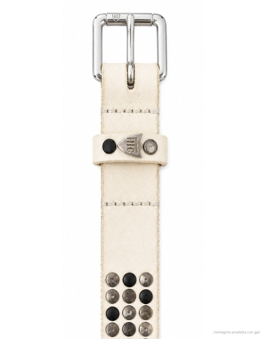 Htc Los Angeles White Los Angeles 3.000 Studded Leather Belt