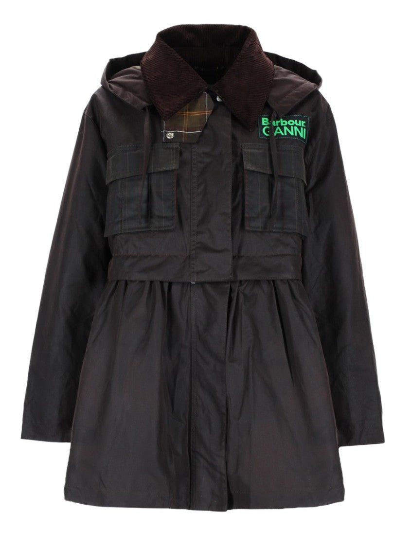 Barbour X Ganni Neutral Barbour X Ganni Waxed Cotton Coat