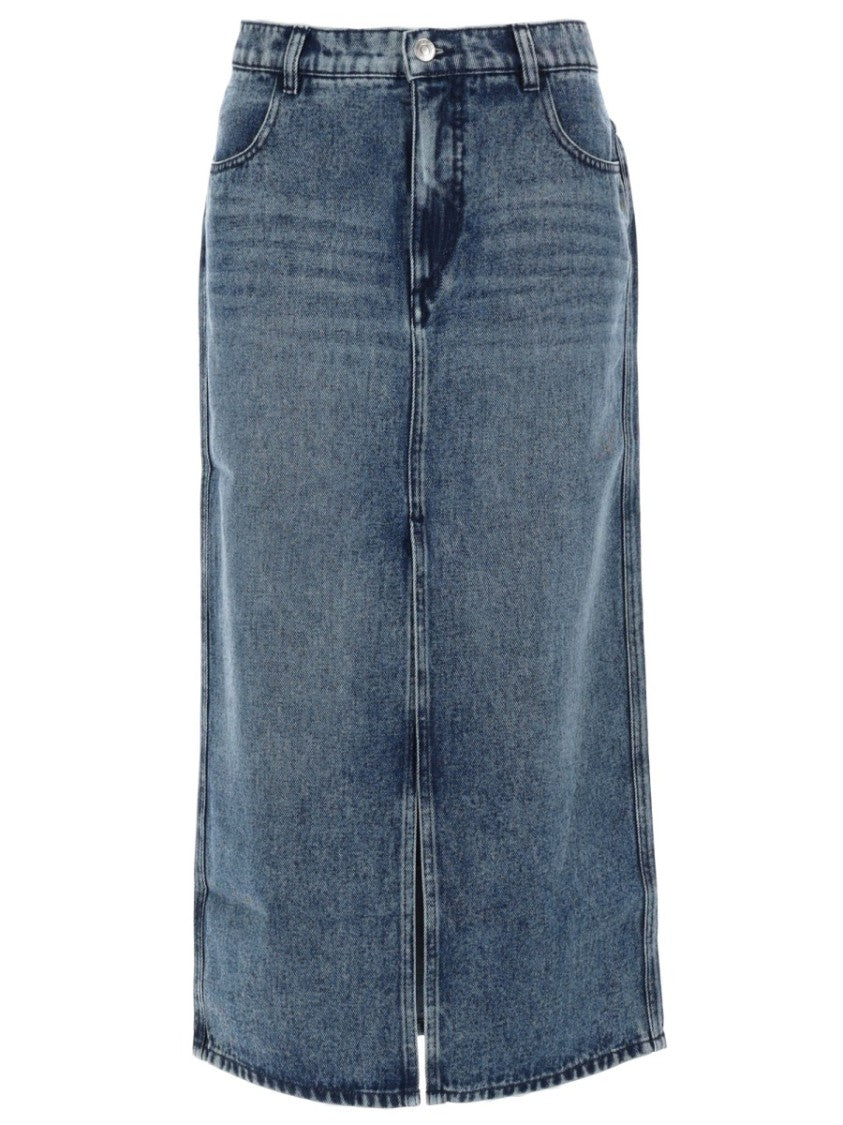 Isabel Marant Faded Blue Faharia Denim Midi Skirt