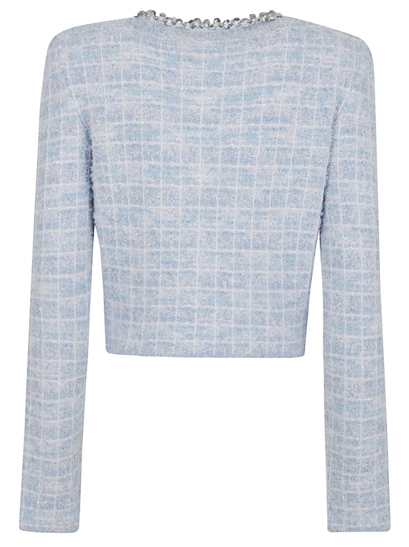 Self-Portrait Blue Check Cardigan