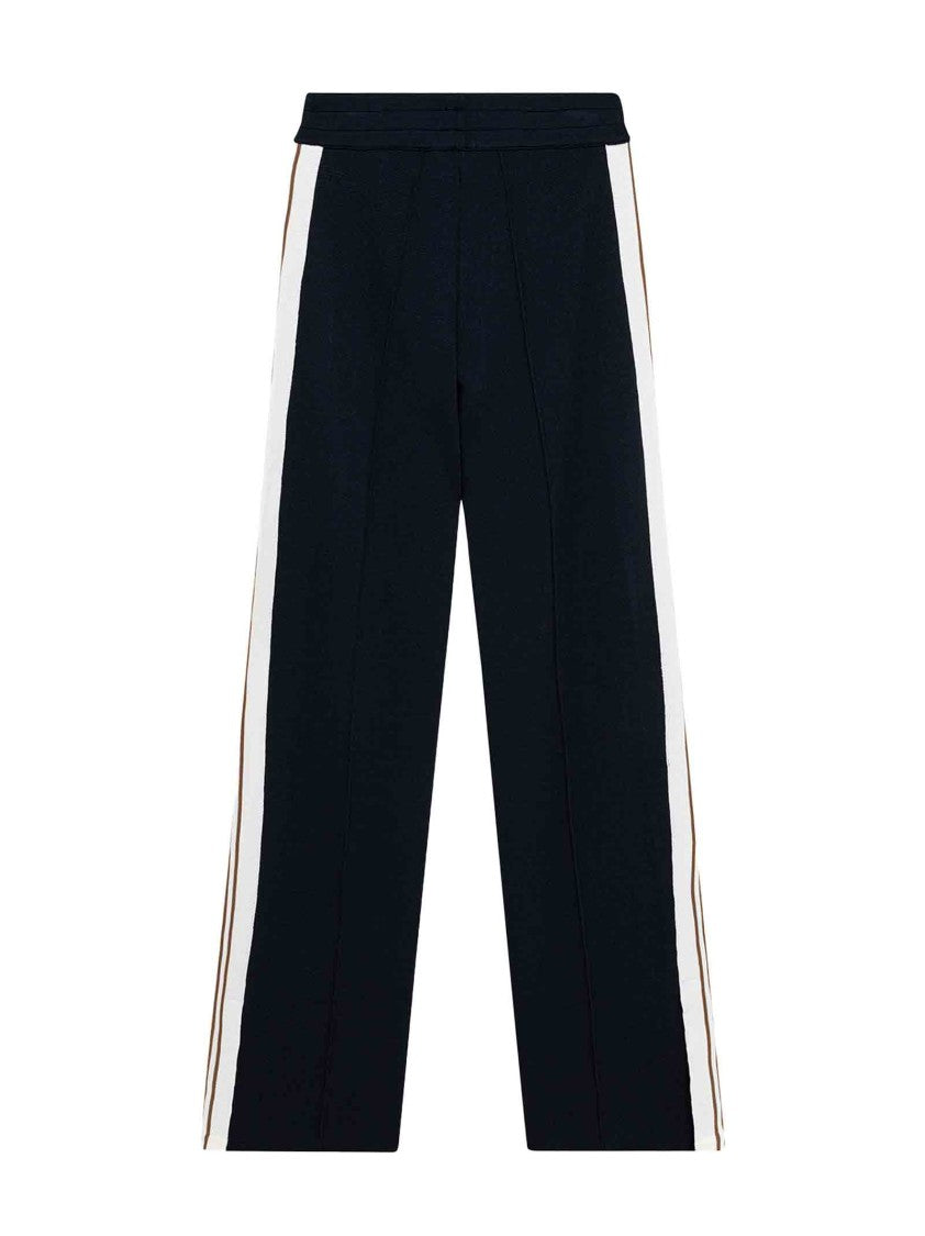 Autry Navy Blue Joggers With Beige Side Stripes