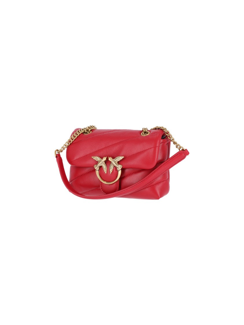 Pinko Red Love Puff Calfskin Shoulder Bag
