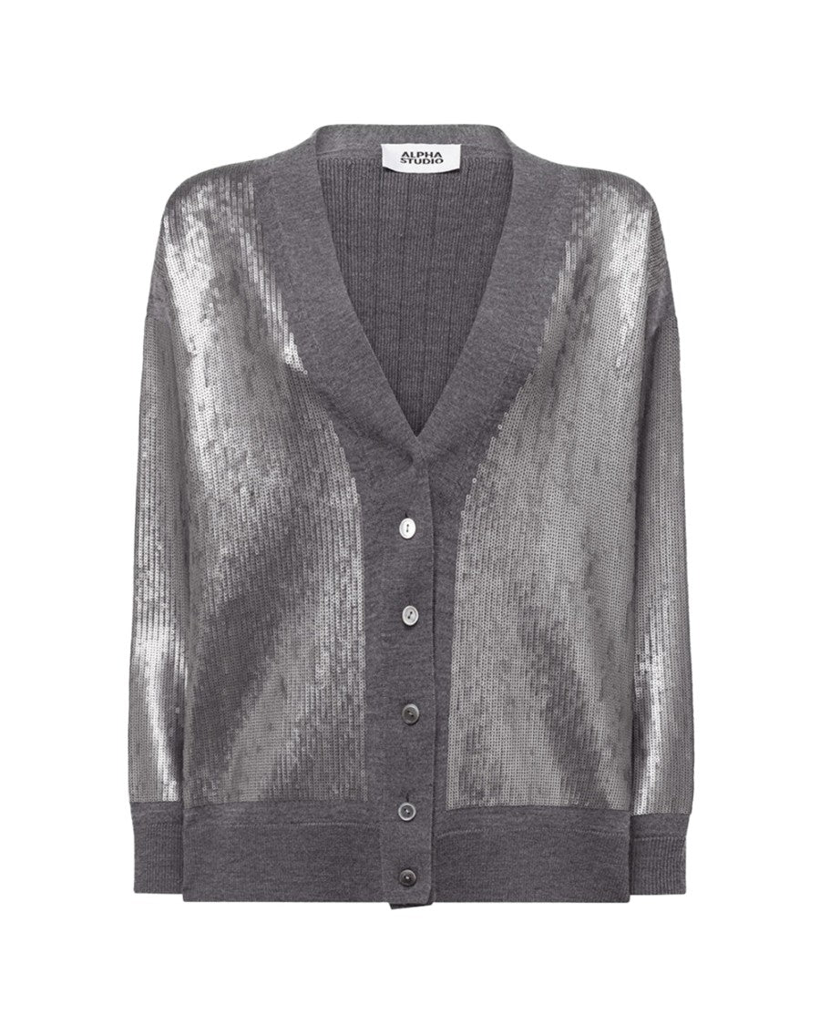 Alpha Studio Dark Gray Merino Wool Cardigan