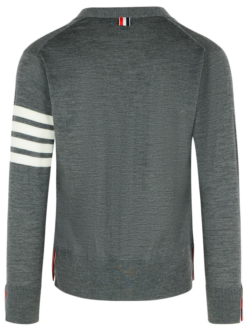 Thom Browne '4-Bar' Grey Virgin Wool Cardigan