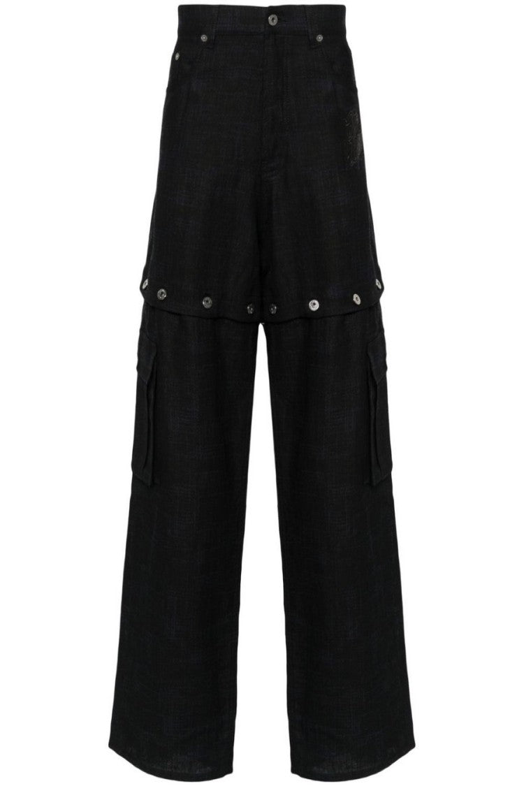 Off-White Black 90S Logo Linen Straight-Leg Cargo Pants