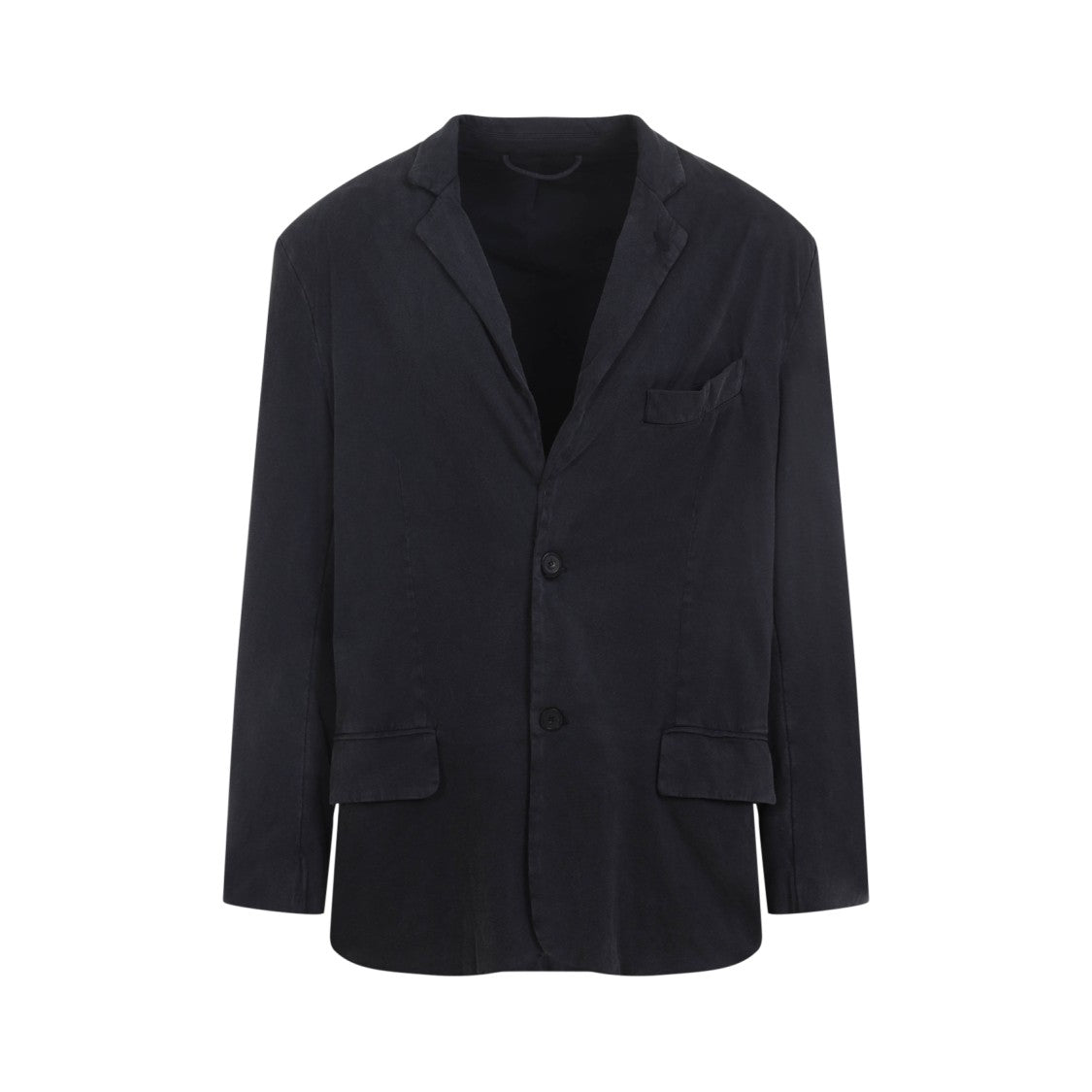 Balenciaga Black Cotton Jacket With Notched Collar