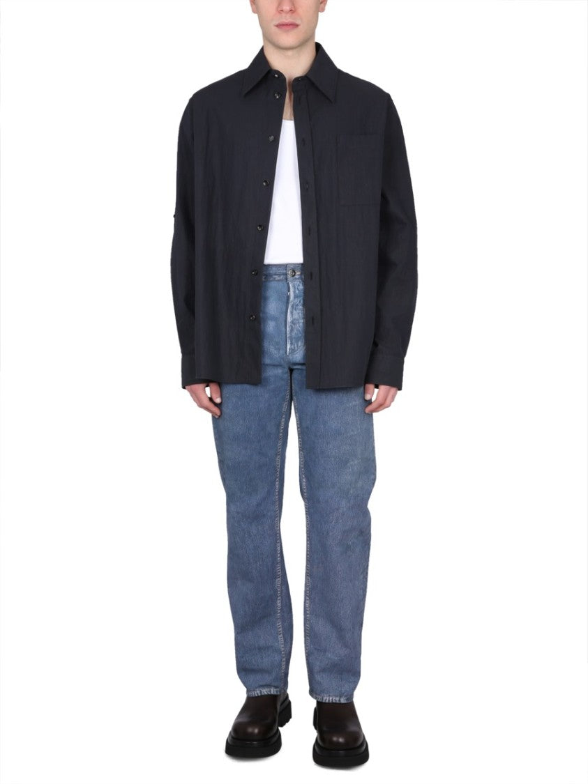 Bottega Veneta Pointed Collar Cotton Twill Shirt With Button Closure