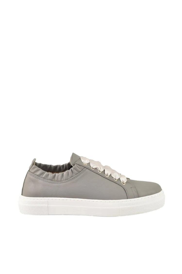 Twelve Style Division Low-Top Grey Sneakers With Smooth Leather Upper