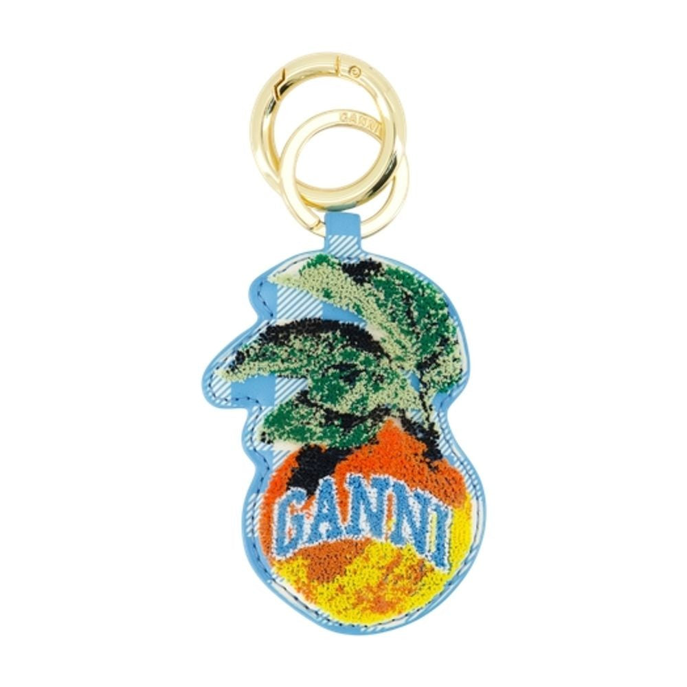 Ganni Apple Keyring - Leather - Blue