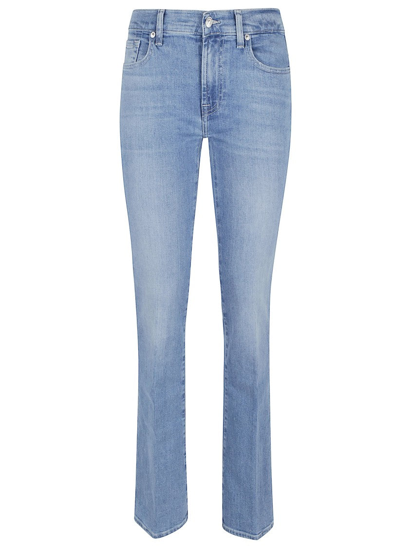 7 For All Mankind Straight Leg Trousers In Soft Cotton Blend