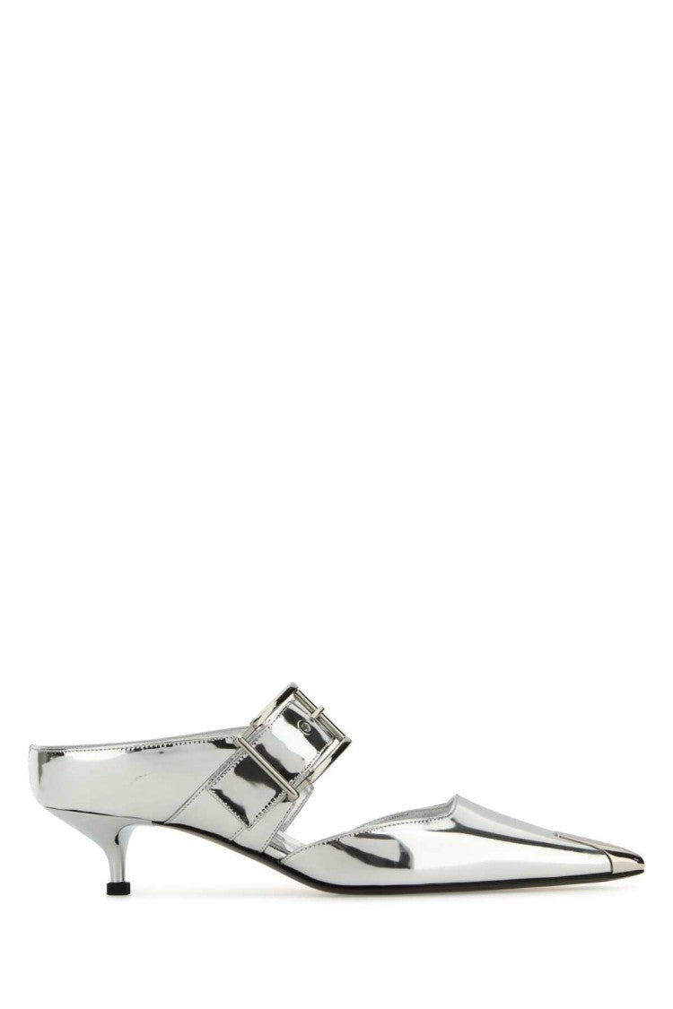 Alexander Mcqueen Silver Leather Punk Pumps