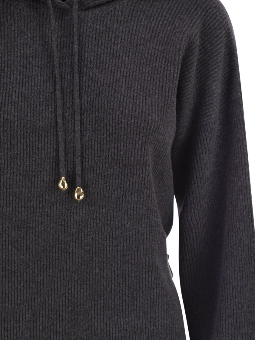 Fabiana Filippi English Ribbed Hooded Sweater