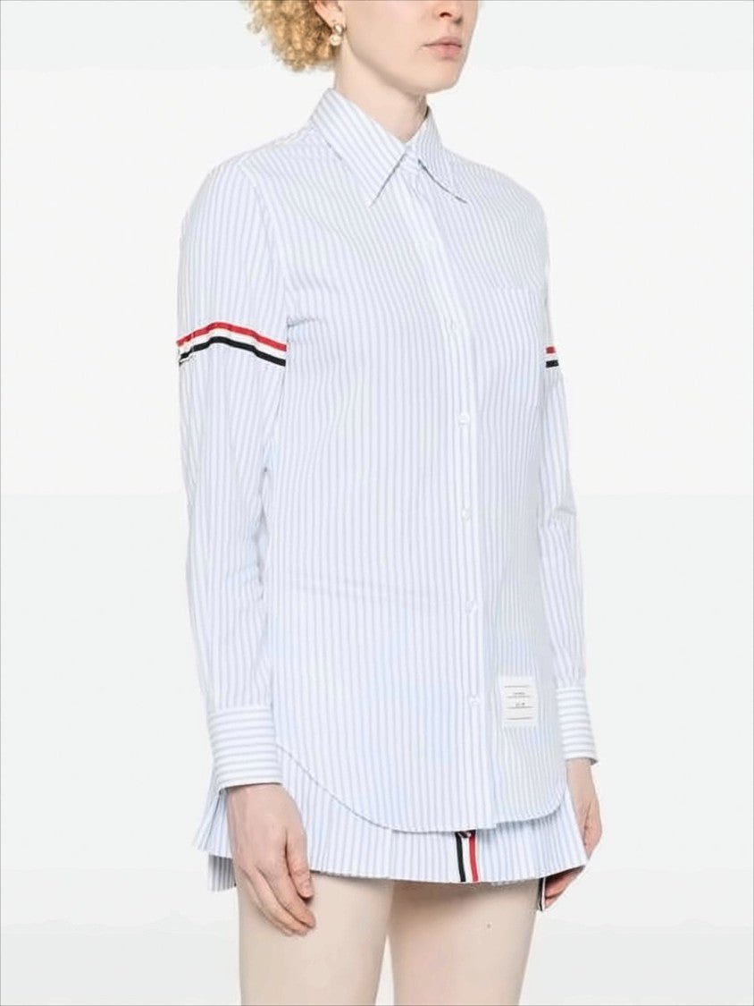 Thom Browne Long-Sleeved Vertical Stripe Shirt With Signature Detailing