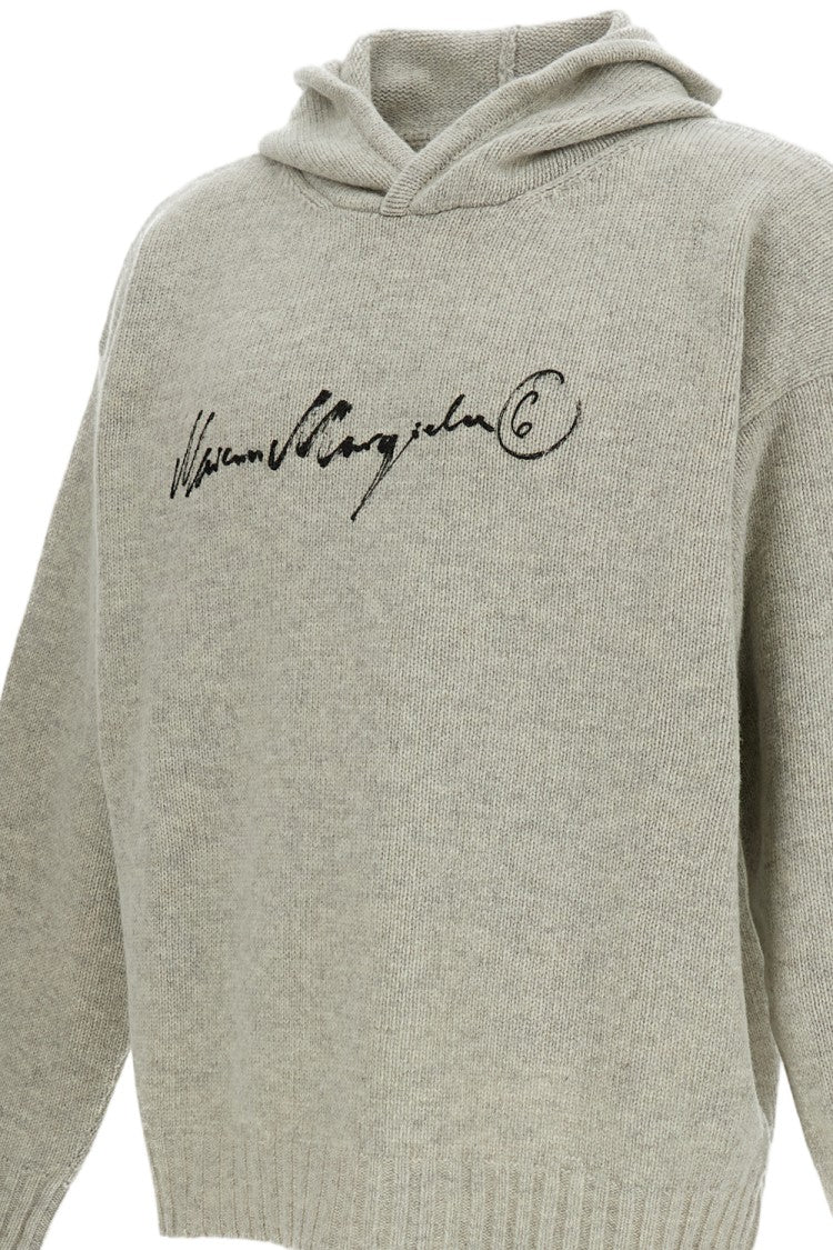 Mm6 By Maison Margiela Oversized Wool Blend Hoodie With Hand-Painted Logo