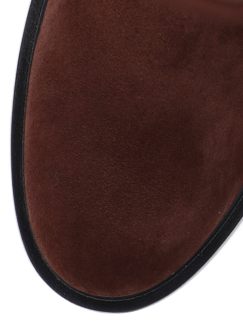Stuart Weitzman Knee-High Brown Suede Boots With Minimalist Design