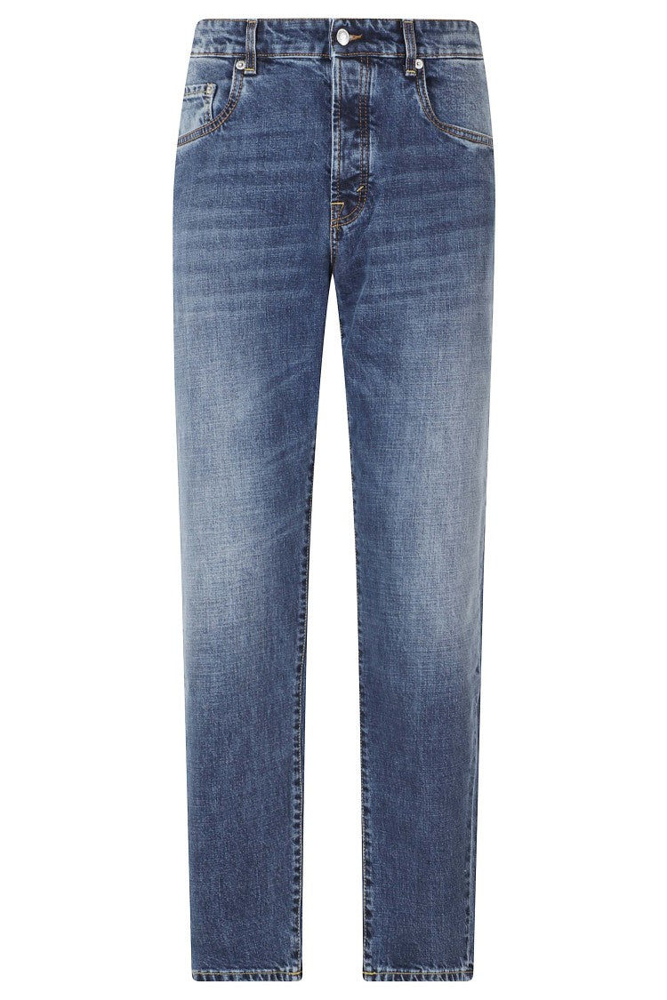 Department 5 Blue Newman Five-Pocket Tapered Cotton-Blend Jeans