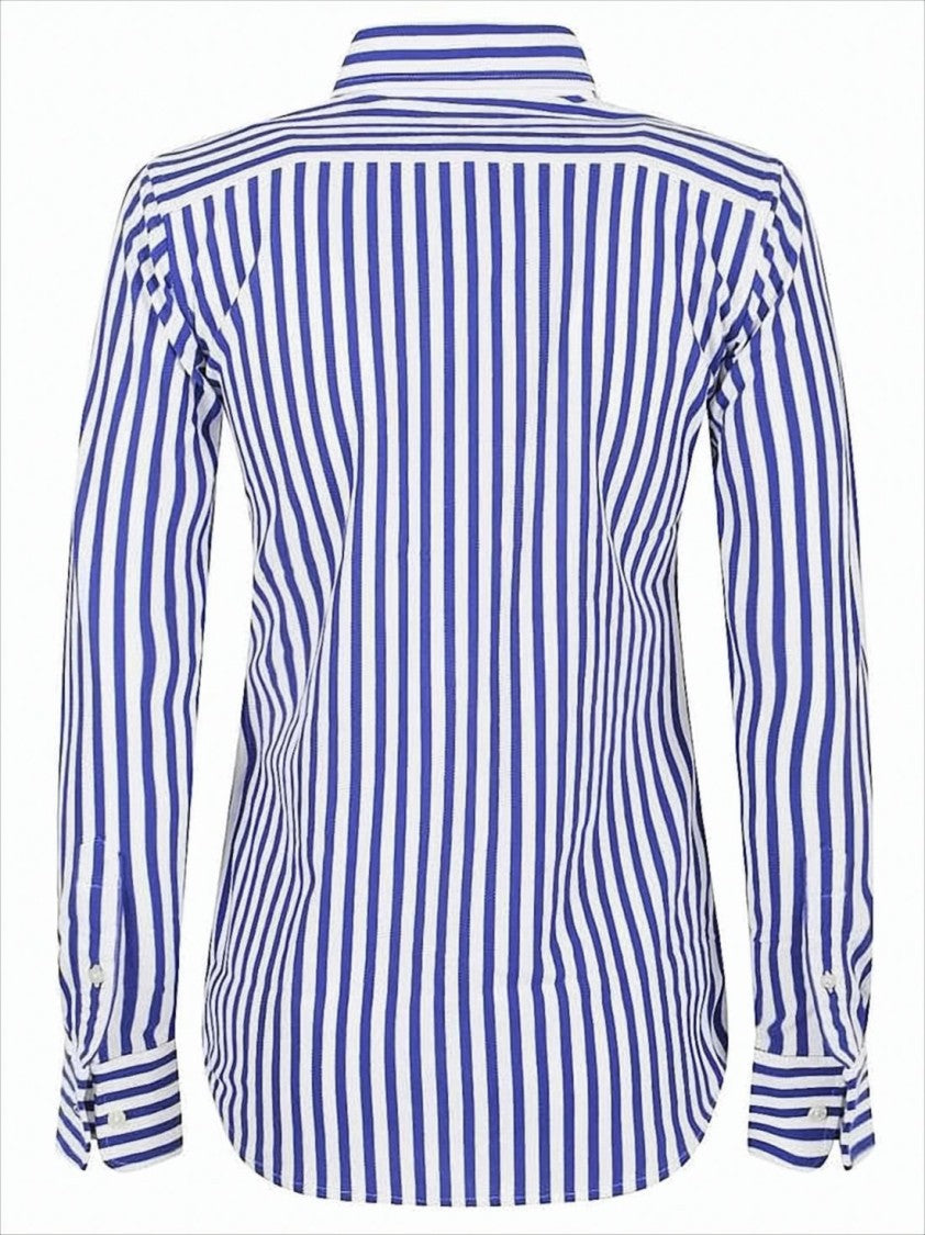 Polo Ralph Lauren Button-Down Striped Blouse With Pointed Collar And Long Sleeves