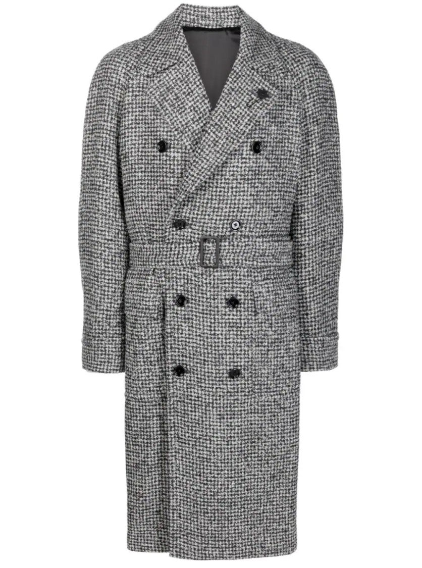 Lardini Double-Breasted Coat With Textured Fabric