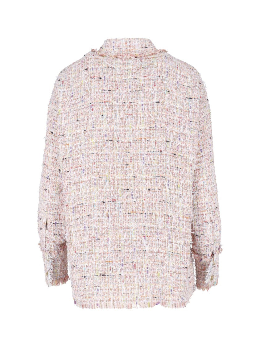 Balmain Multicolor Tweed Long-Sleeved Shirt With Gold-Tone Buttons