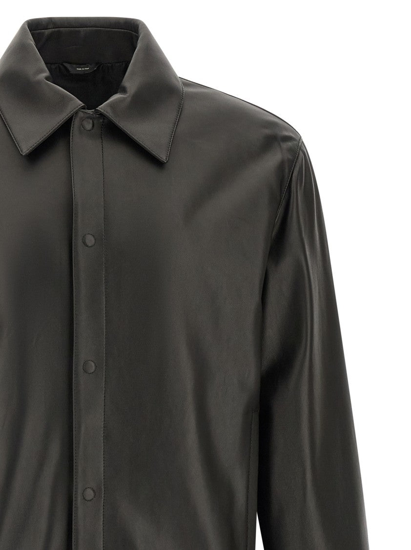 Fendi Smooth Leather Blouson With Ribbed Knit Details