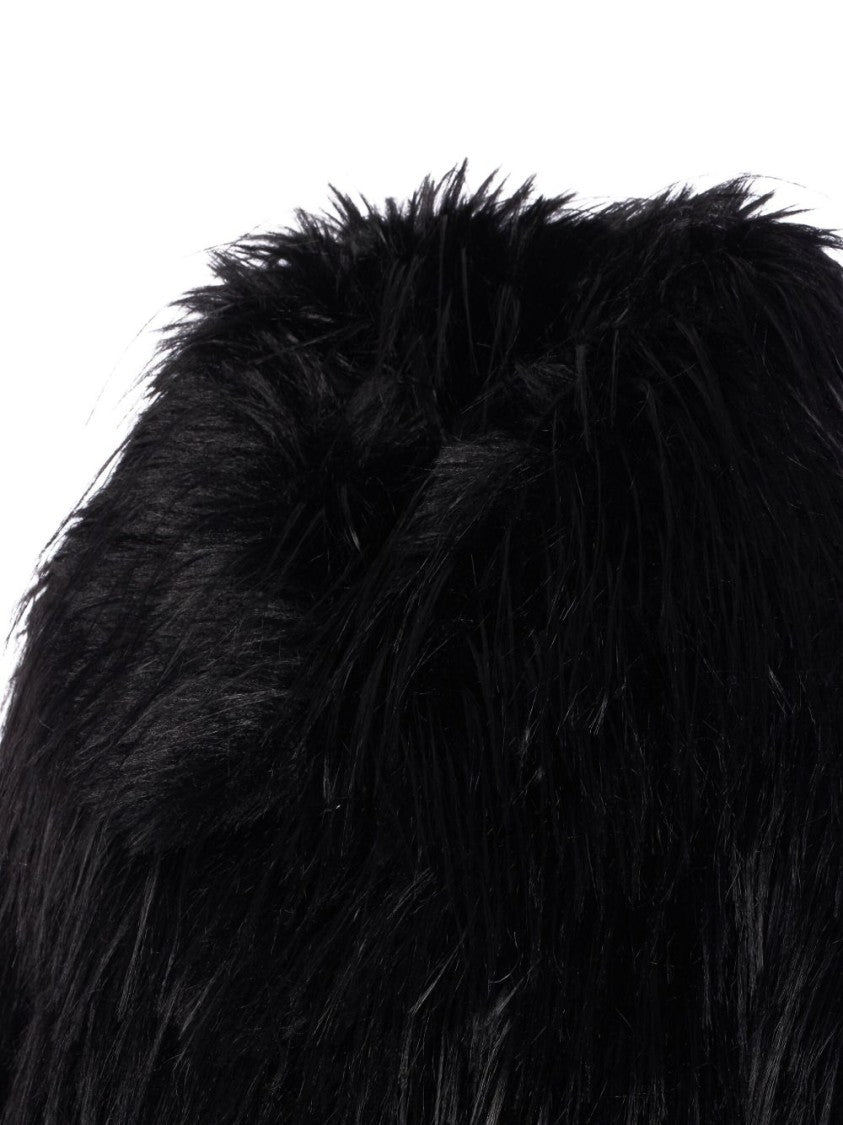 Pinko Cropped Black Faux Fur Coat