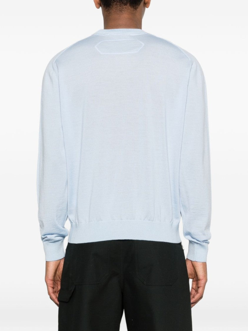Jacquemus Blue Embroidered Logo Crew Neck Sweater