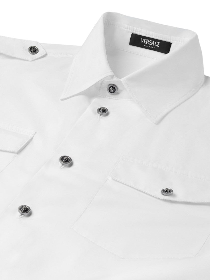 Versace Casual White Cotton Shirt With Buttoned Cuffs