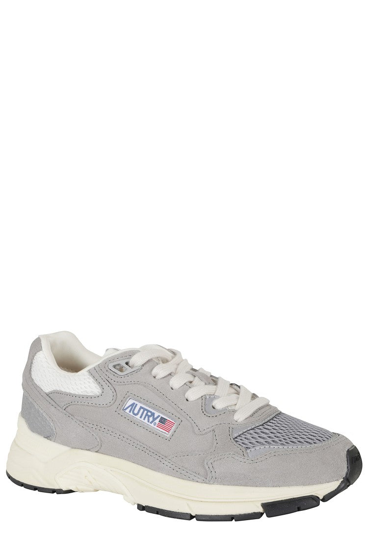 Autry Gray Hyperway Low Mesh Inserts Suede Sneakers