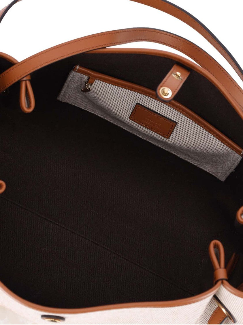 Chloé Textured Fabric Tote Bag With Leather Trim