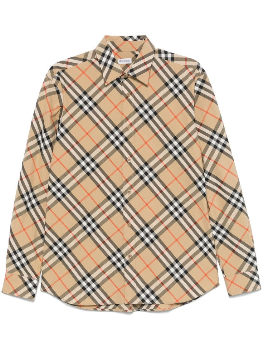 Burberry Check Print Casual Shirt With Classic Spread Collar