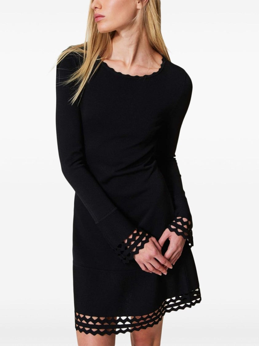 Twin-Set Mini Dress With Scalloped Neckline And Flared Cuffs