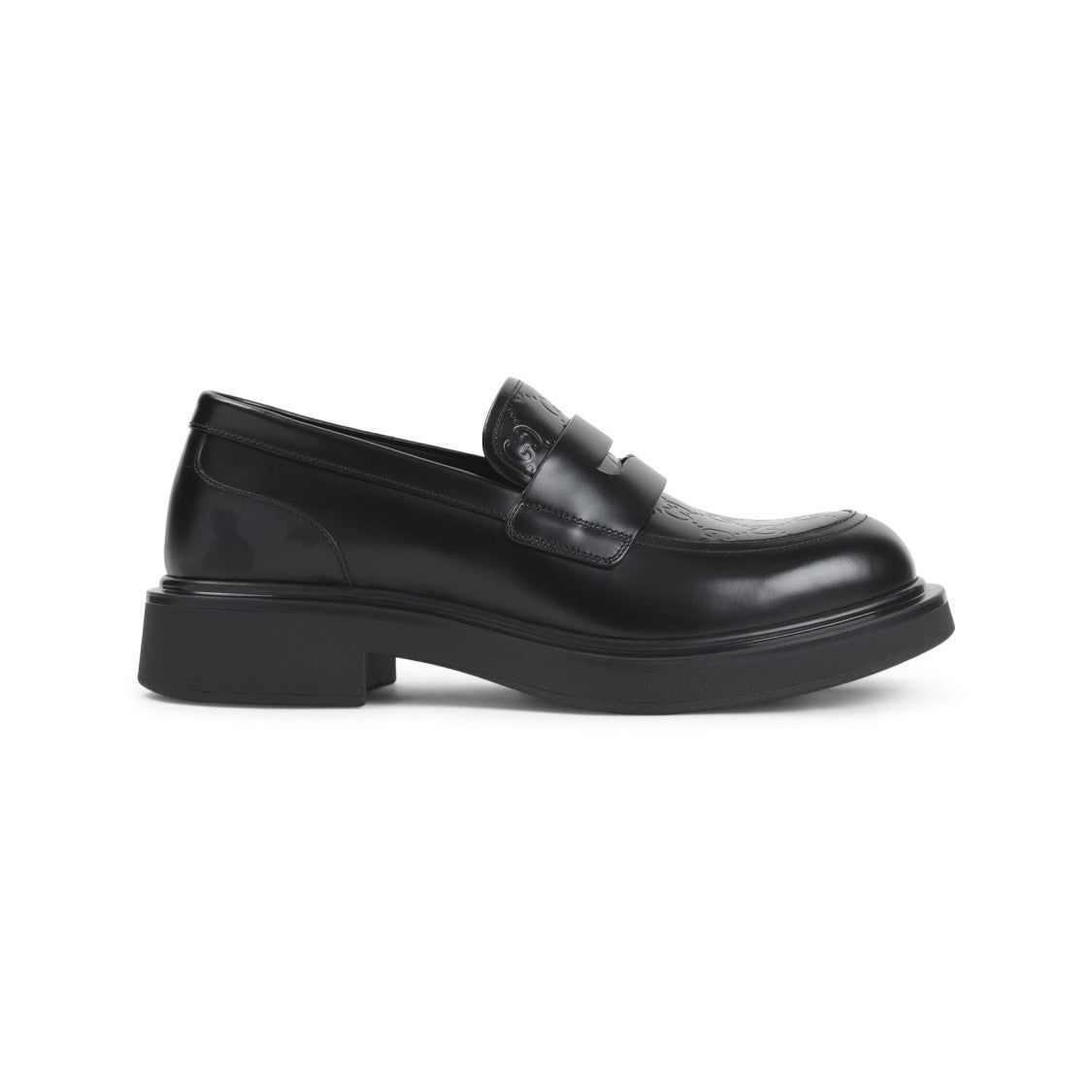 Gucci Polished Black Calf Leather Loafers With Chunky Sole