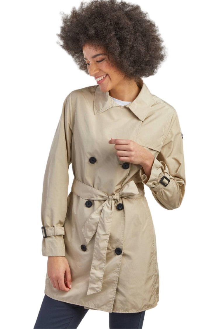 Canadiens Beige Double-Breasted Tailored Belted Trench Coat