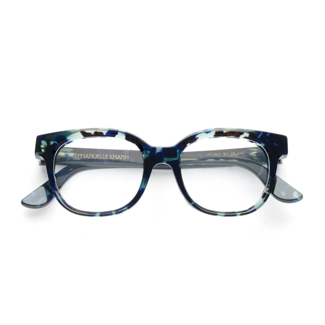Emmanuelle Khanh Green Blue Square Acetate Eyeglasses