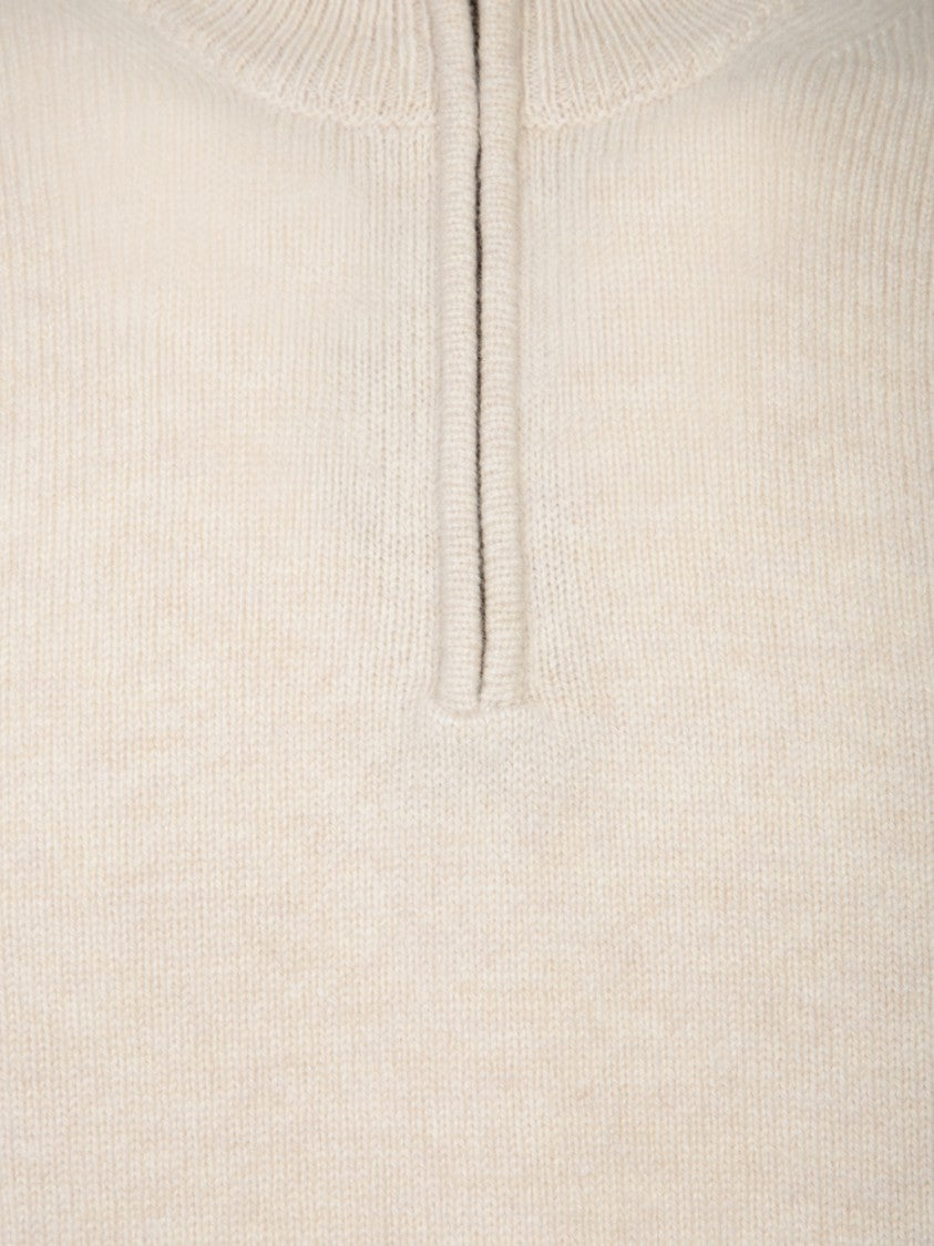 Zanone Knitwear Sweater With Half-Zip Closure And Texture