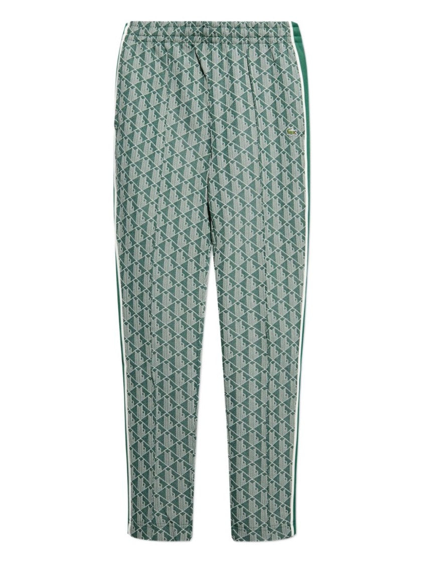 Lacoste Geometric Print Pants With Side Stripes And Elasticated Waistband
