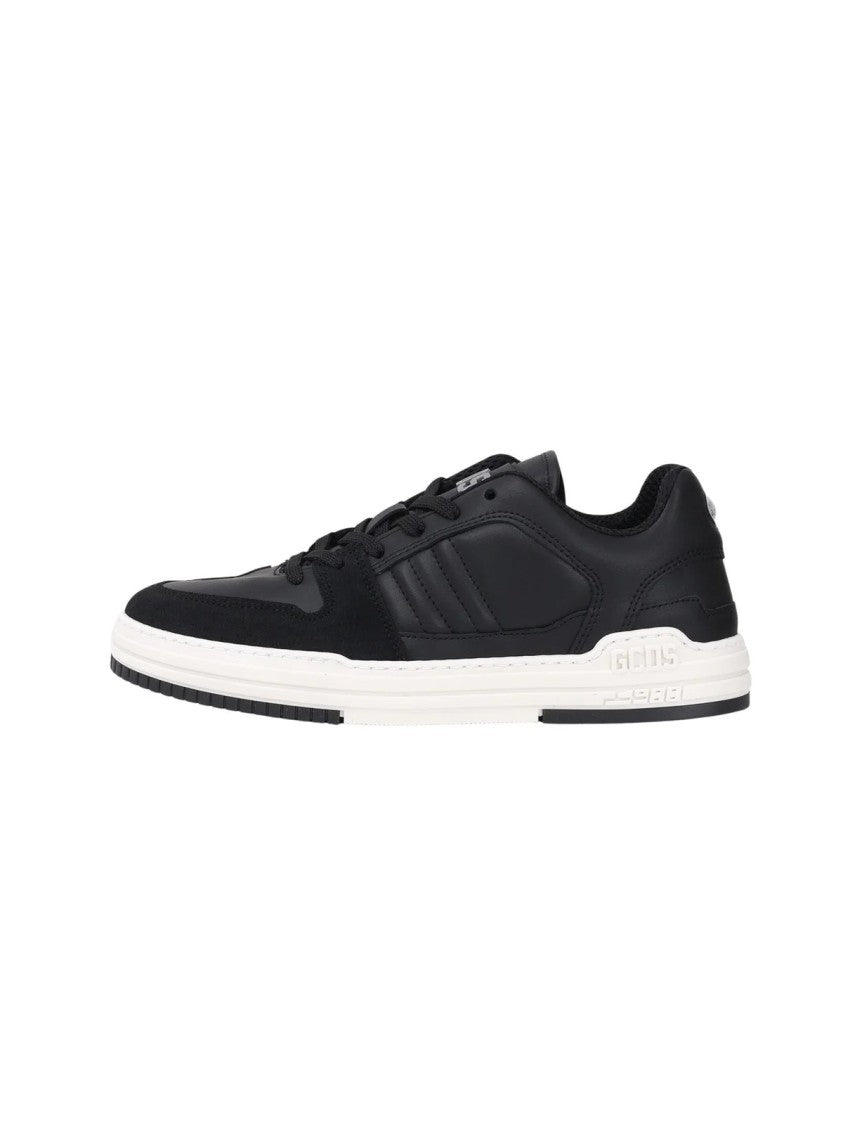 Gcds Black Leather Lace-Up Sneakers