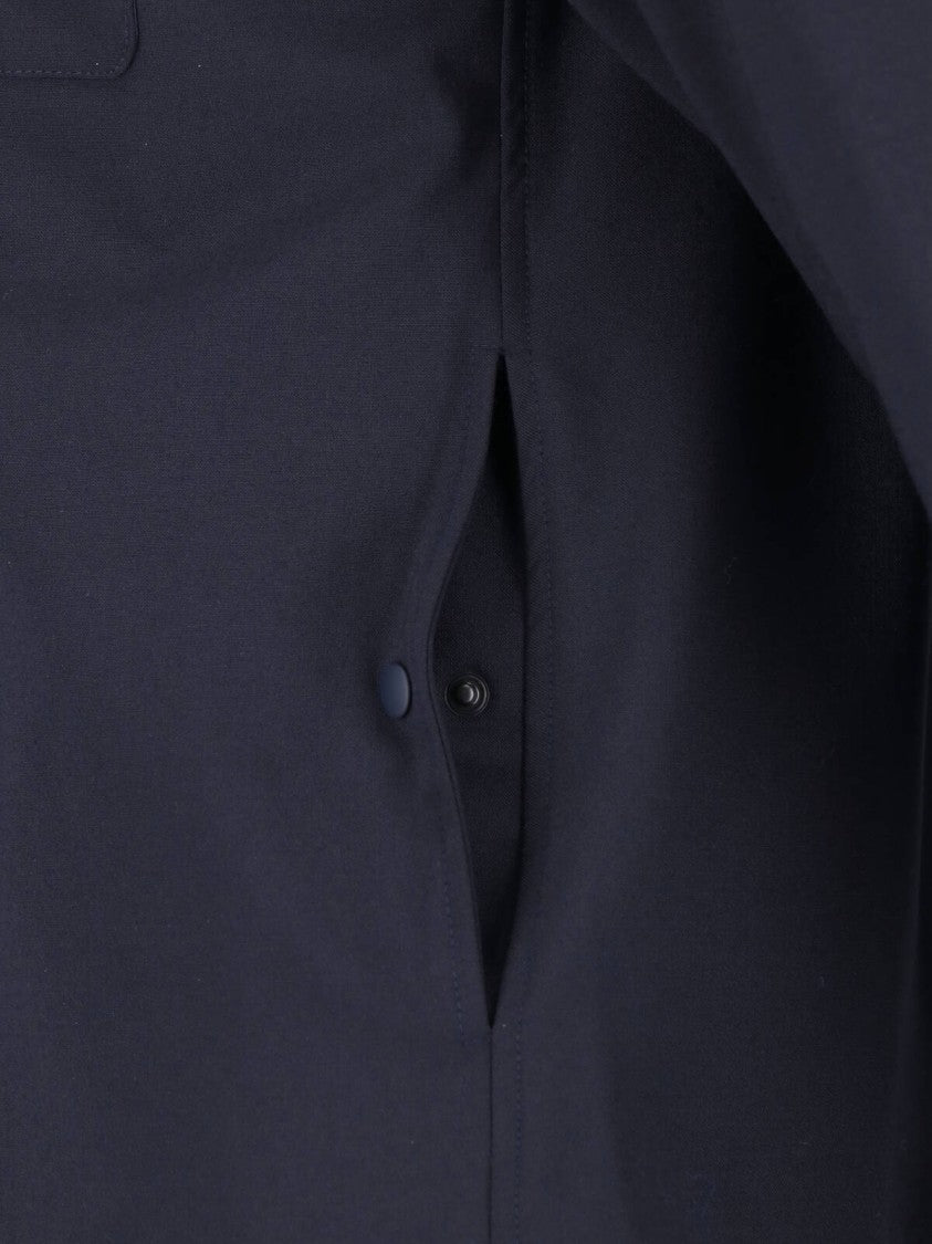Aspesi Blue Pointed Collar Virgin Wool-Blend Shirt