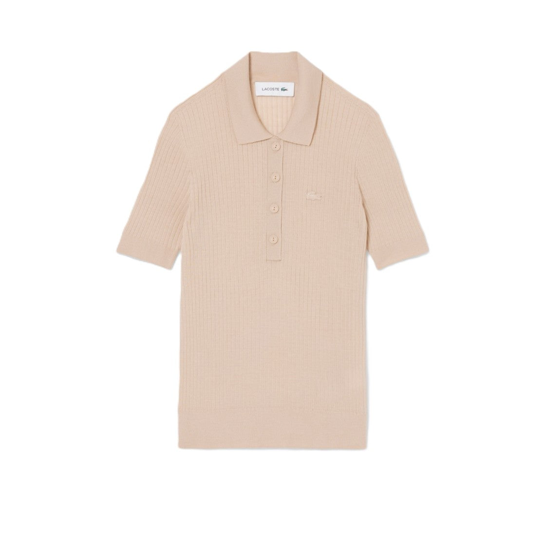 Lacoste Ribbed Knit Polo Shirt With Classic Collar
