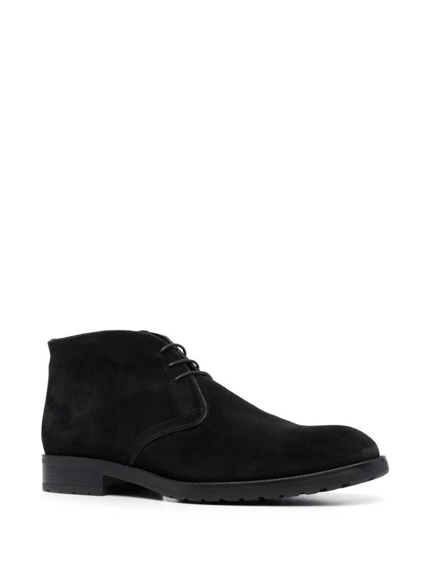 Bally Minimalist Lace-Up Black Cow Leather Ankle Boots