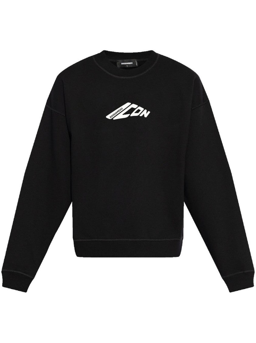 Dsquared2 Black Cotton Graphic Print Sweatshirt